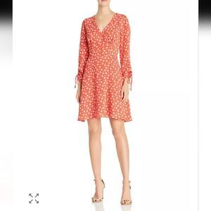 Aqua Red Floral Ruched Drawstring Dress Size Medium